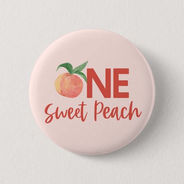 1 Sweet Peach Pink Frucht 1. Geburtstag Button (Vorderseite)