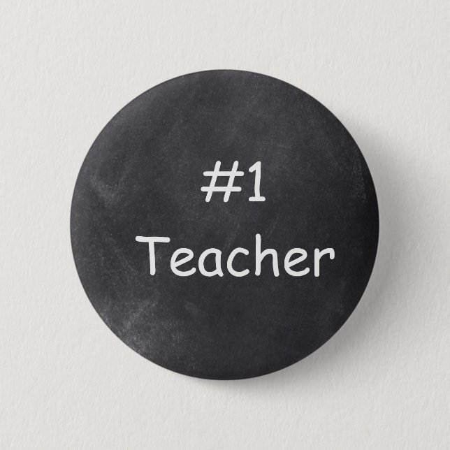 #1 Teacher Chalkboard Design Geschenk Idee Button (Vorderseite)