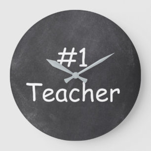 #1 Teacher Chalkboard Design Geschenk Idee Große Wanduhr