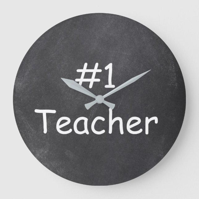 #1 Teacher Chalkboard Design Geschenk Idee Große Wanduhr (Vorderseite)