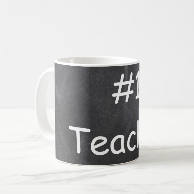 #1 Teacher Chalkboard Design Geschenk Idee Kaffeetasse (Vorderseite Links)