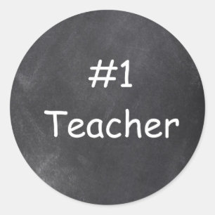 #1 Teacher Chalkboard Design Geschenk Idee Runder Aufkleber