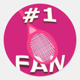 #1 Tennis-Fan-Sticker (rosa Schläger) Runder Aufkleber