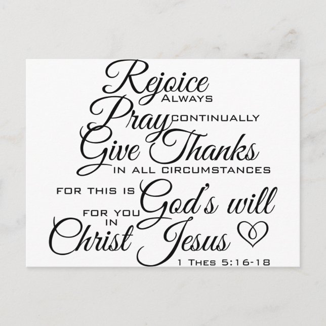 1 Thes 5:16-18 - Kunst der Schrift Postkarte (Vorderseite)