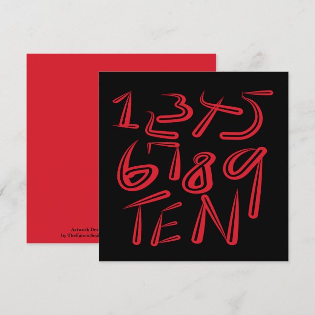 1 Thru Ten Typography In Red On Black Pattern Karte (Vorne/Hinten)