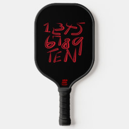 1 Thru Ten Typography In Red On Black Pattern Pickleball Schläger