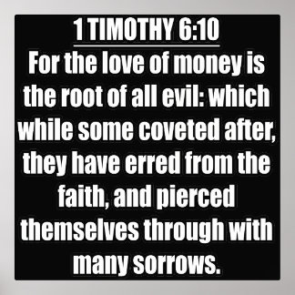 1 Timotheus 6:10 Liebe zum Geld Wurzel allen Übels Foliendrucke
