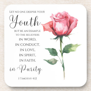 1 Timothy 4:12 - Blume Jugendbibelverse Getränkeuntersetzer