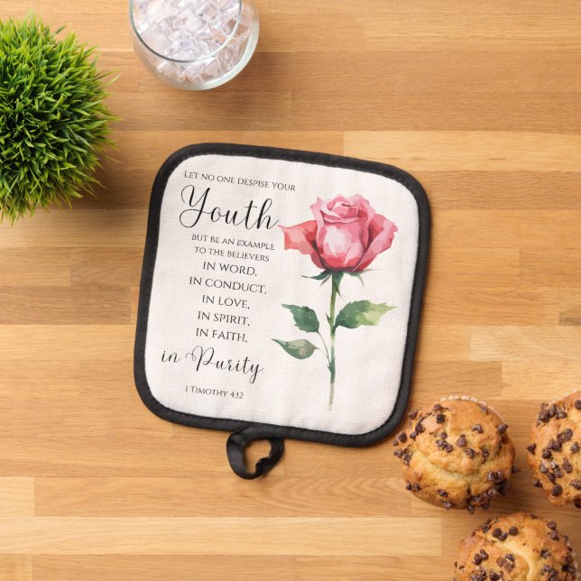 1 Timothy 4:12 - Blume Jugendbibelverse Topflappen (Oben Unten)