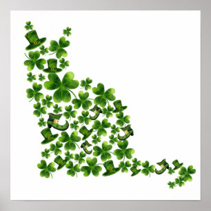 1 Tolles St. Patrick Shamrock Katze für Katzenlieb Poster