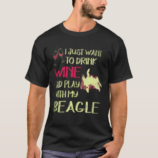 1 Trinke Wein und spiele mit meinem Beagle T-Shirt