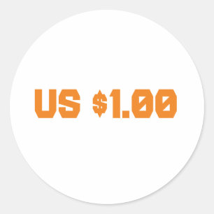 1 USD RUNDER AUFKLEBER