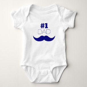 1. Vater Blue Mustache - Nummer 1 Baby Strampler