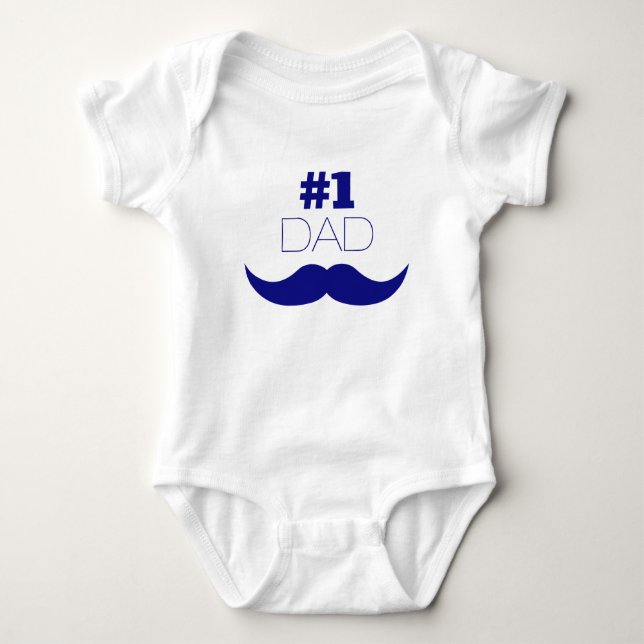1. Vater Blue Mustache - Nummer 1 Baby Strampler (Vorderseite)