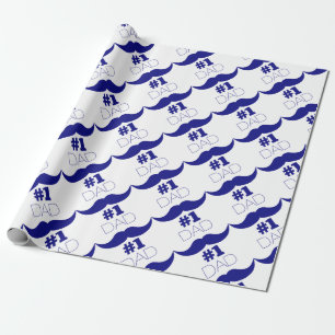 1. Vater Blue Mustache - Nummer 1 Geschenkpapier