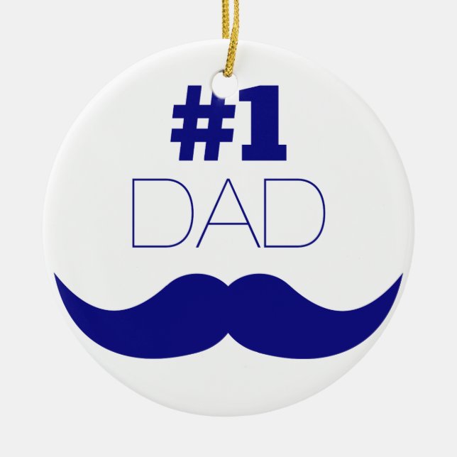 1. Vater Blue Mustache - Nummer 1 Keramik Ornament (Vorne)