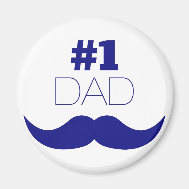 1. Vater Blue Mustache - Nummer 1 Magnet (Vorne)