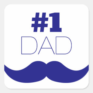 1. Vater Blue Mustache - Nummer 1 Quadratischer Aufkleber