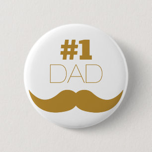 1. Vater Gold Mustache - Nummer eins Button