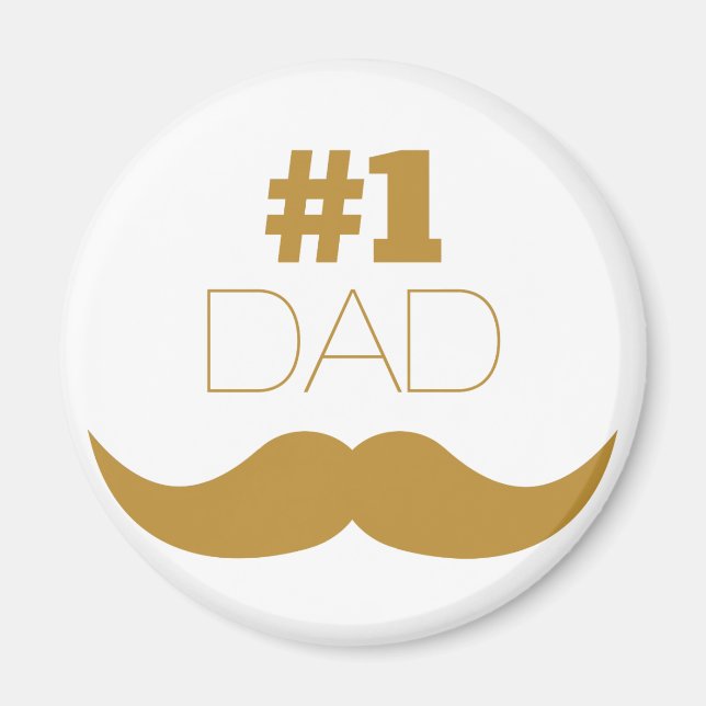 1. Vater Gold Mustache - Nummer eins Magnet (Vorne)