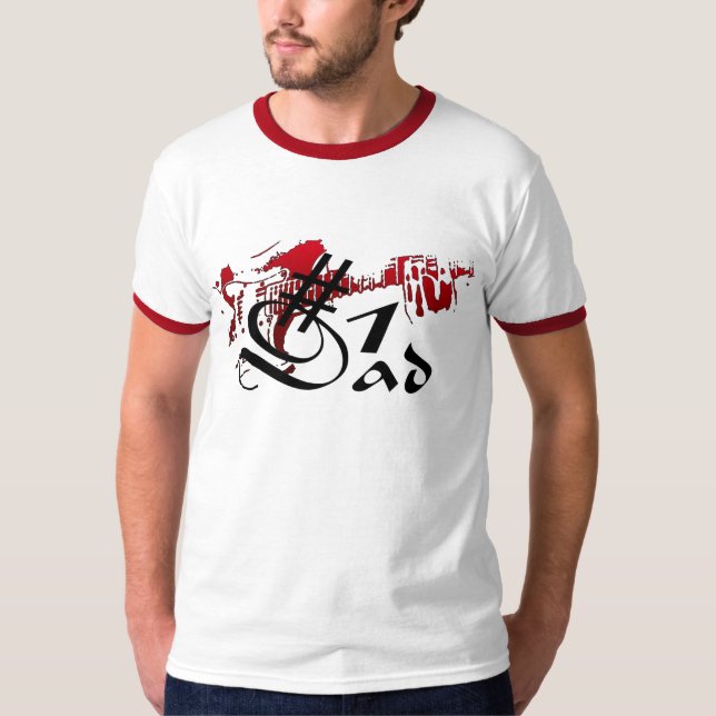 #1 Vater Guitar Red T-Shirt (Vorderseite)