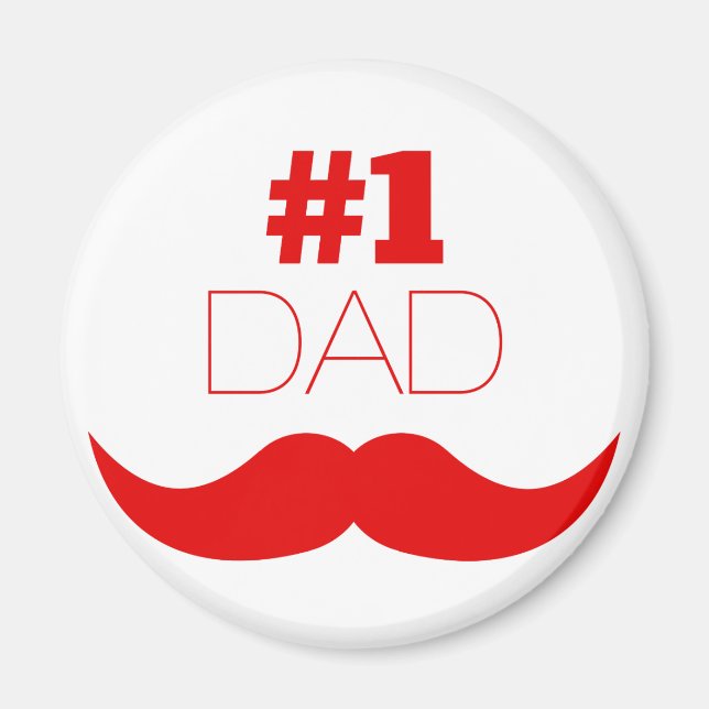 1. Vater Red Mustache - Nummer eins Magnet (Vorne)