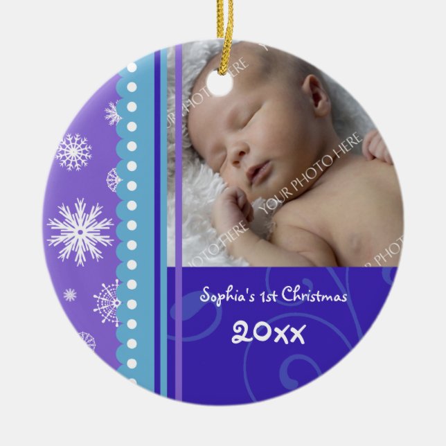 1. Verzierung des Foto-Babys Weihnachts Keramik Ornament (Vorne)