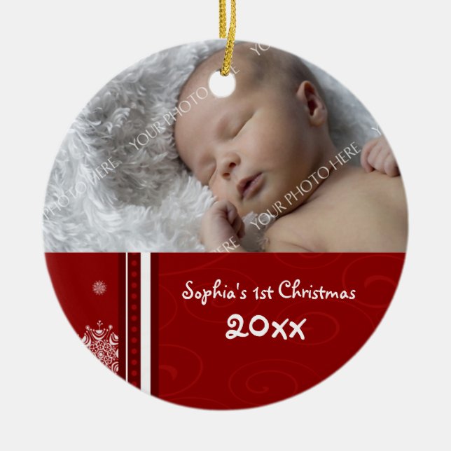 1. Verzierung des Foto-Babys Weihnachts Keramik Ornament (Vorne)