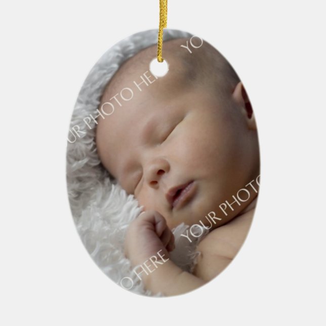 1. Verzierung des Foto-Babys Weihnachts Keramikornament (Vorne)