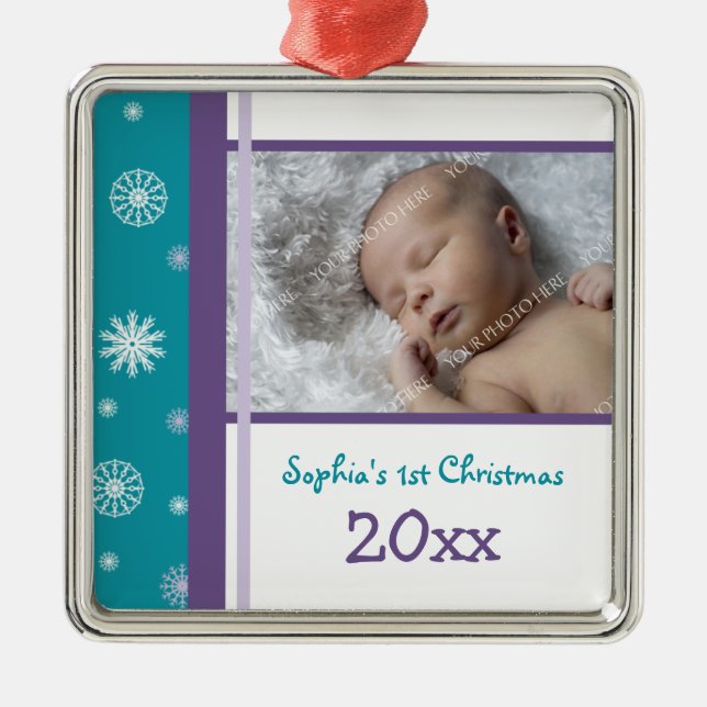 1. Verzierung des Foto-Babys Weihnachts Ornament Aus Metall (Vorne)