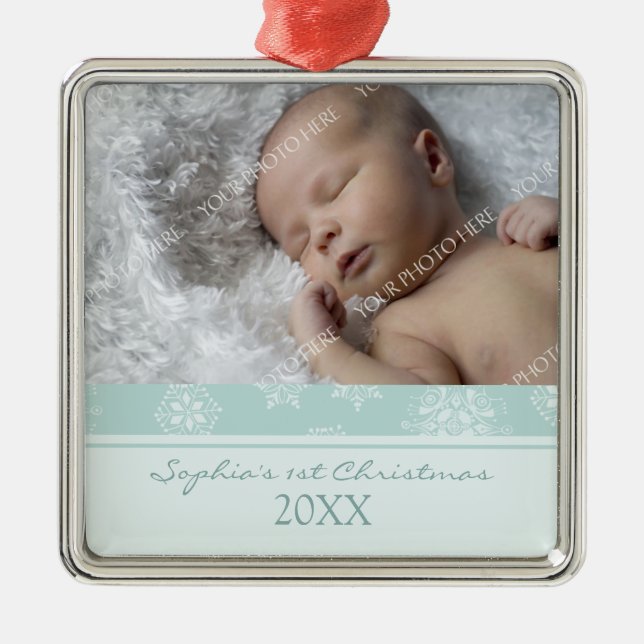 1. Verzierung des Foto-Babys Weihnachts Silbernes Ornament (Vorne)