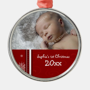1. Verzierung des Foto-Babys Weihnachts Silbernes Ornament