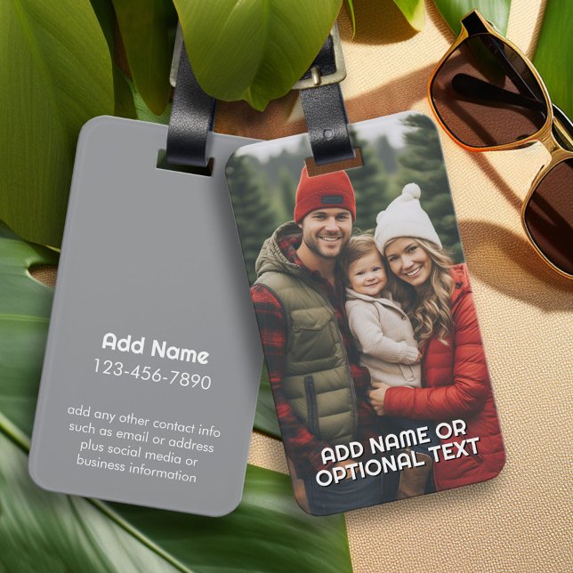 1 Vollständiges Foto und Text - Informationen auf  Gepäckanhänger (Custom Photo Collage Luggage Tag)