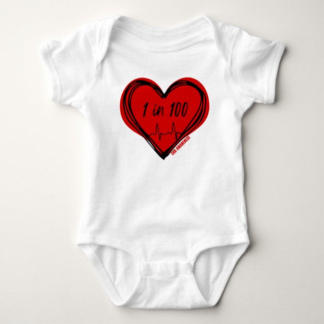 1 von 100 CHD Awareness Baby Bodysuit Strampler (Vorderseite)