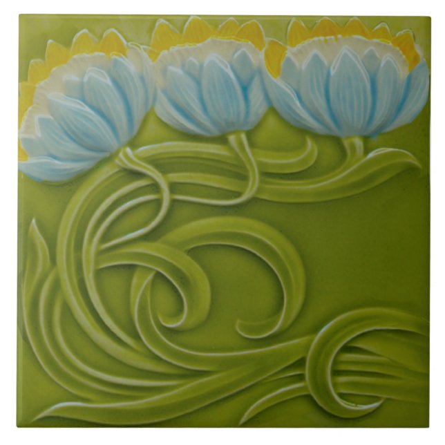 #1 von 3 Repro German Art Nouveau Jugendstil Fliese (Vorderseite)