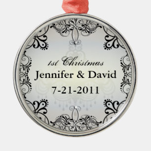 1. Wedded Weihnachten blühen Verzierung Silbernes Ornament