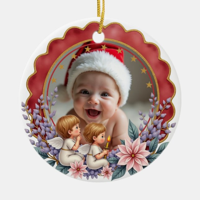1. Weihnachten 2-seitiger Engel's First Noel Keramik Ornament (Vorne)