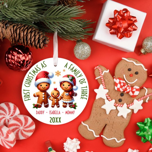 1. Weihnachten als Familie von 3 Lebkuchen Familie Ornament (Von Creator hochgeladen)