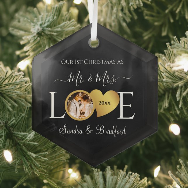 1. Weihnachten als Frau Newlyweds Holiday Ornament Aus Glas (Insitu)