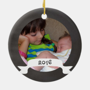 1. Weihnachten als große Schwester-Schiefertafel Keramikornament