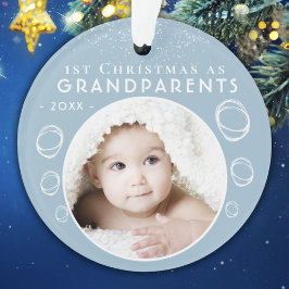 1. Weihnachten als Großeltern Blue Baby Foto Ornament