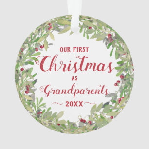 1. Weihnachten als Großeltern Foto-Kranz Ornament