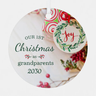 1. Weihnachten als Großeltern Foto Ornament Aus Metall