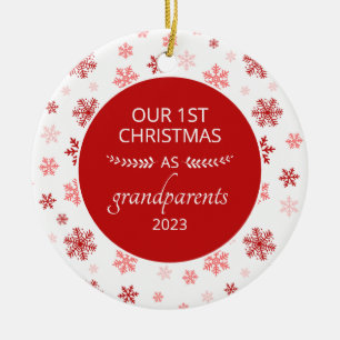 1. Weihnachten als Großeltern Red Snowflake Foto Keramik Ornament