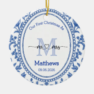1. Weihnachten als Herr und Frau 2026 Foto Keramik Ornament