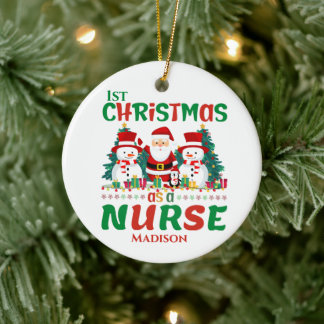 1. Weihnachten als Krankenpfleger Keramik Ornament