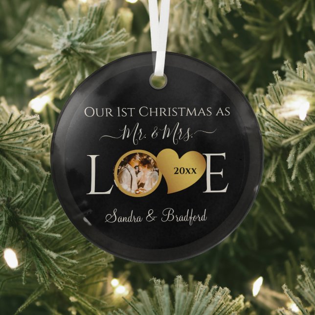 1. Weihnachten als Mr. Newlyweds Holiday Glass Ornament Aus Glas (InSitu)