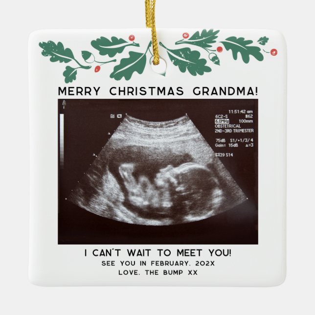 1. Weihnachten als Oma Sonogram Holiday Keepake Keramikornament (Vorderseite)
