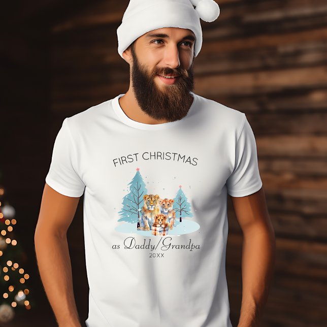 1. Weihnachten als Papa Grandpa Wasserfarben Löwe T-Shirt (Von Creator hochgeladen)