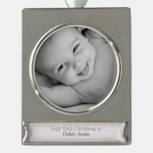 1. Weihnachten als Tante aus dem Nichte Jahr Foto Banner-Ornament Silber